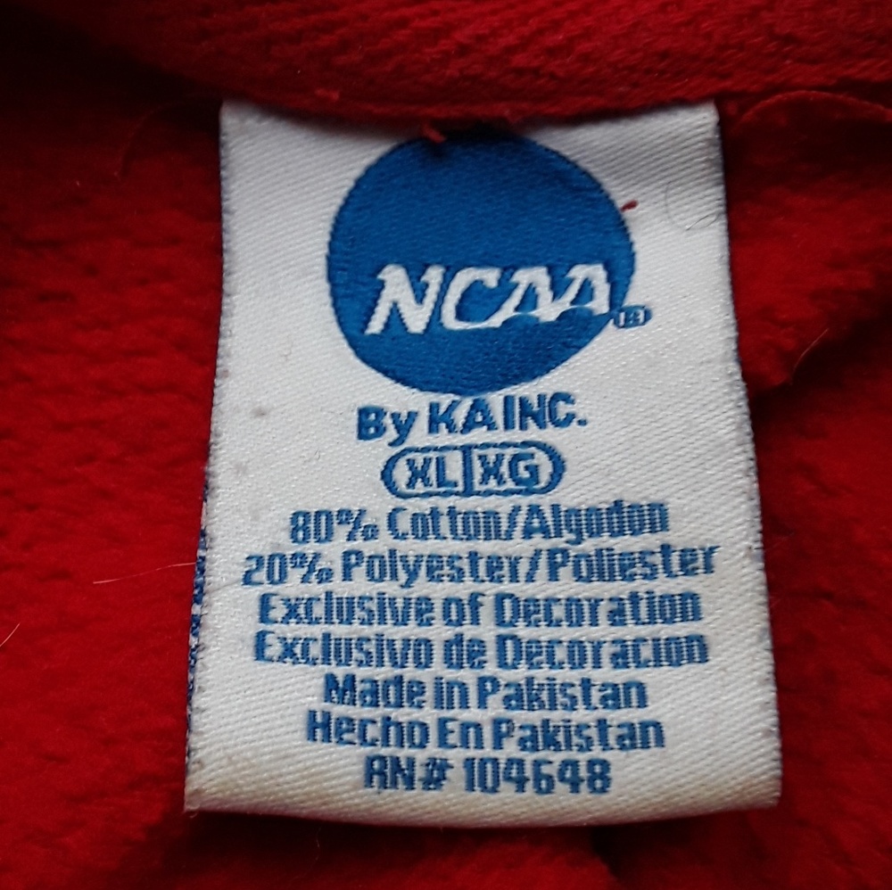 🏈 WISCONSIN HOODIE NUC REALLY RED Sz XL UniSex - Picture 2 of 16